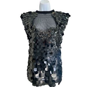 MANGANO Black Glitter Sequin Stretchy Woman’s Short Bodycon Mini Dress Size M.